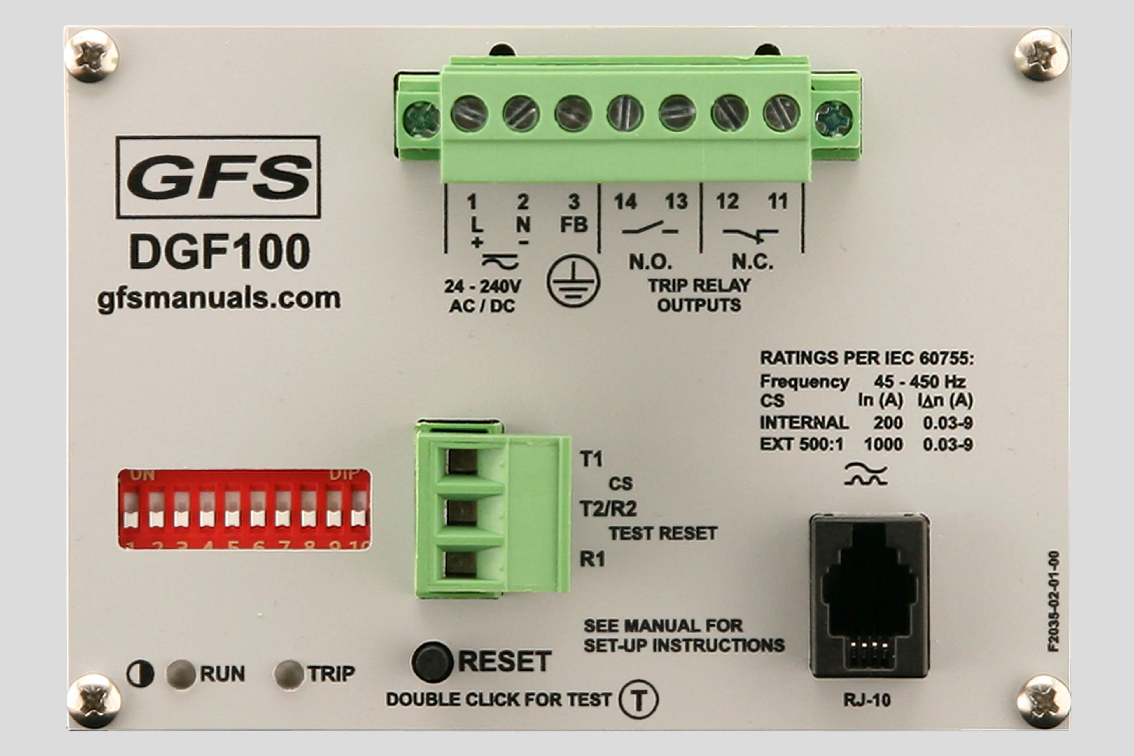 Ground Fault Relay DGF100 top