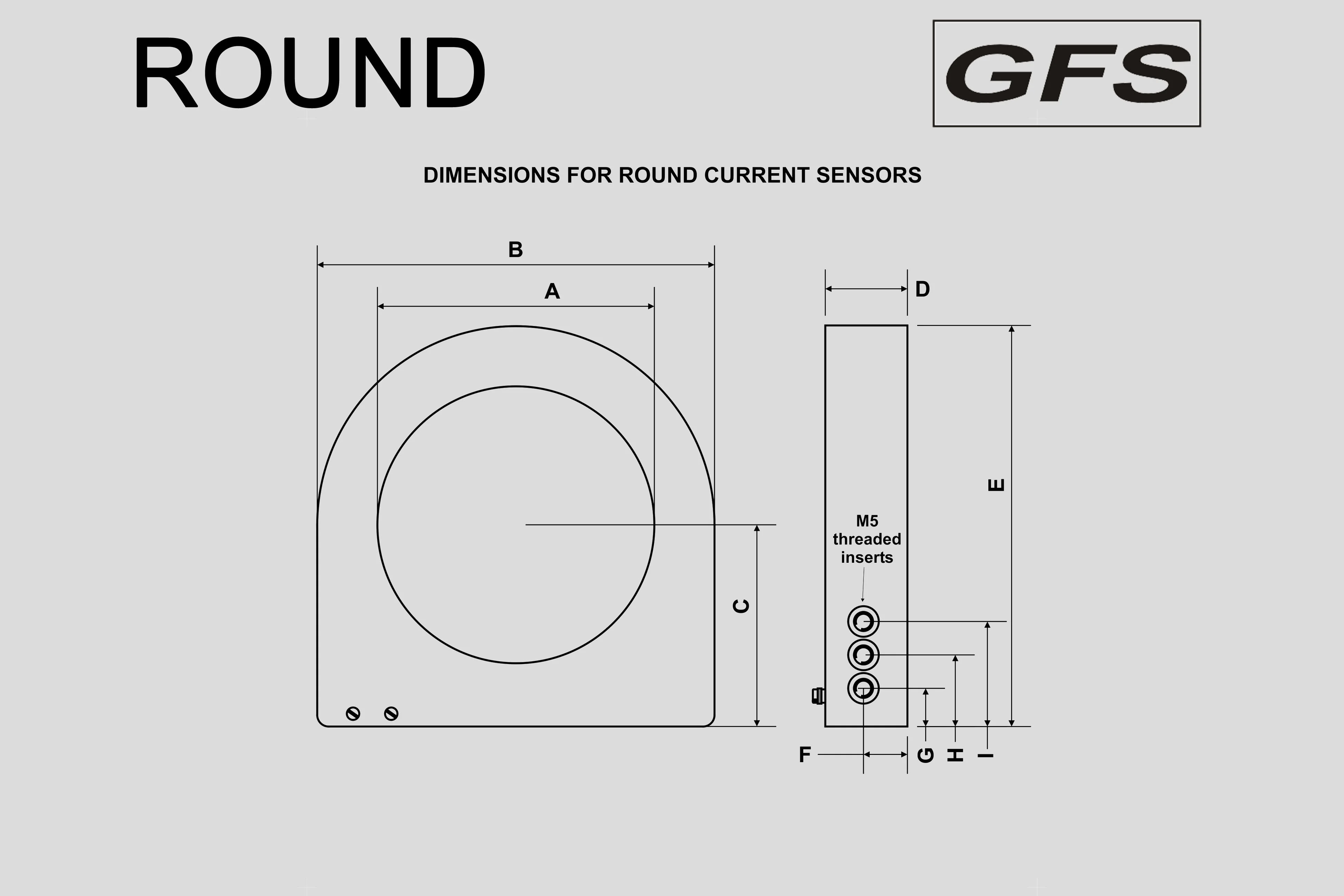Round External Current Sensor dimensions drawing